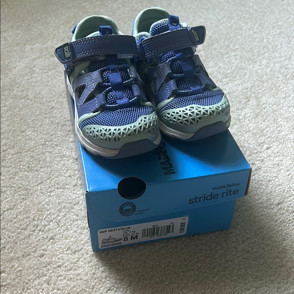 Stride Rite Purple and Green Sneakers with Velcro Strap